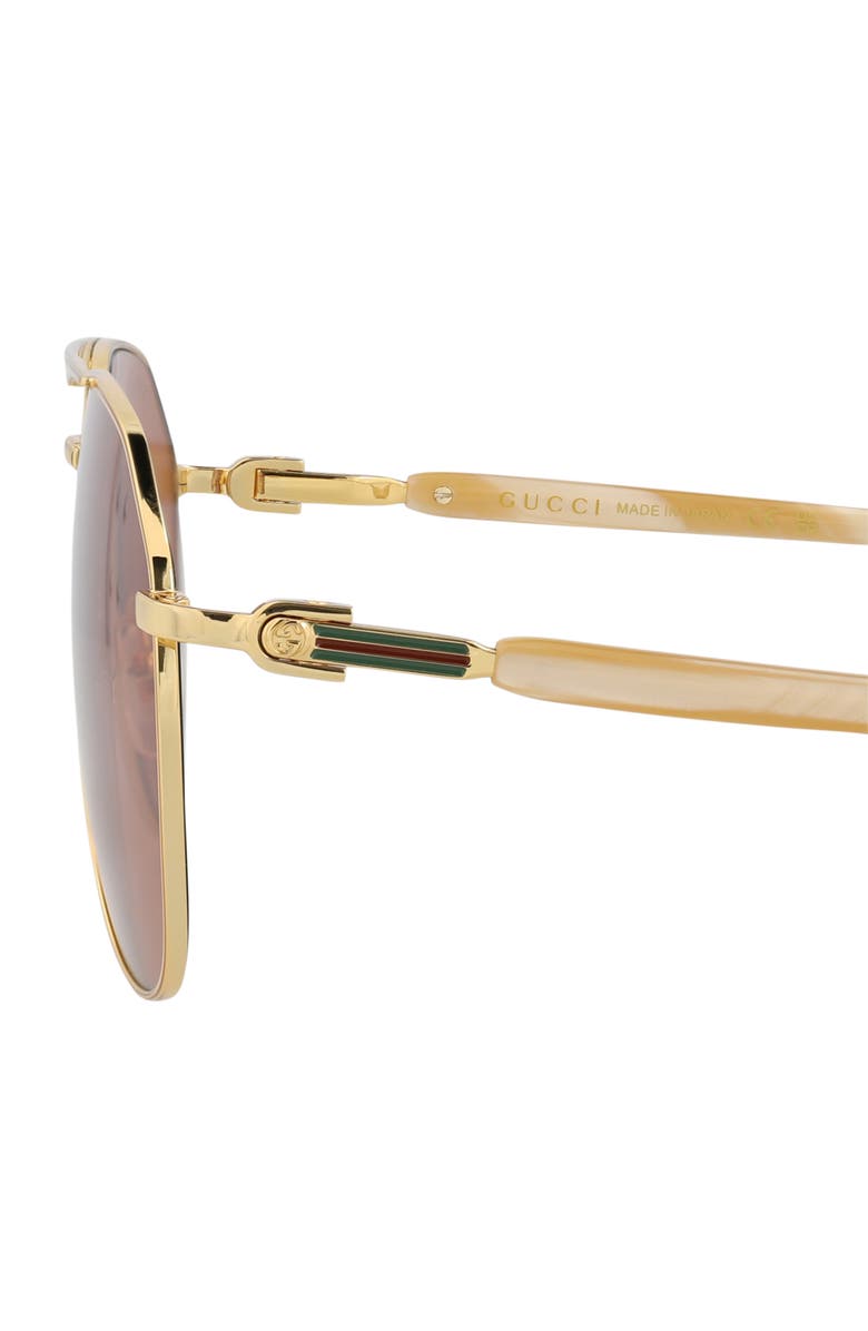 Gucci 59mm Navigator Sunglasses, Alternate, color, Gold Gold Brown