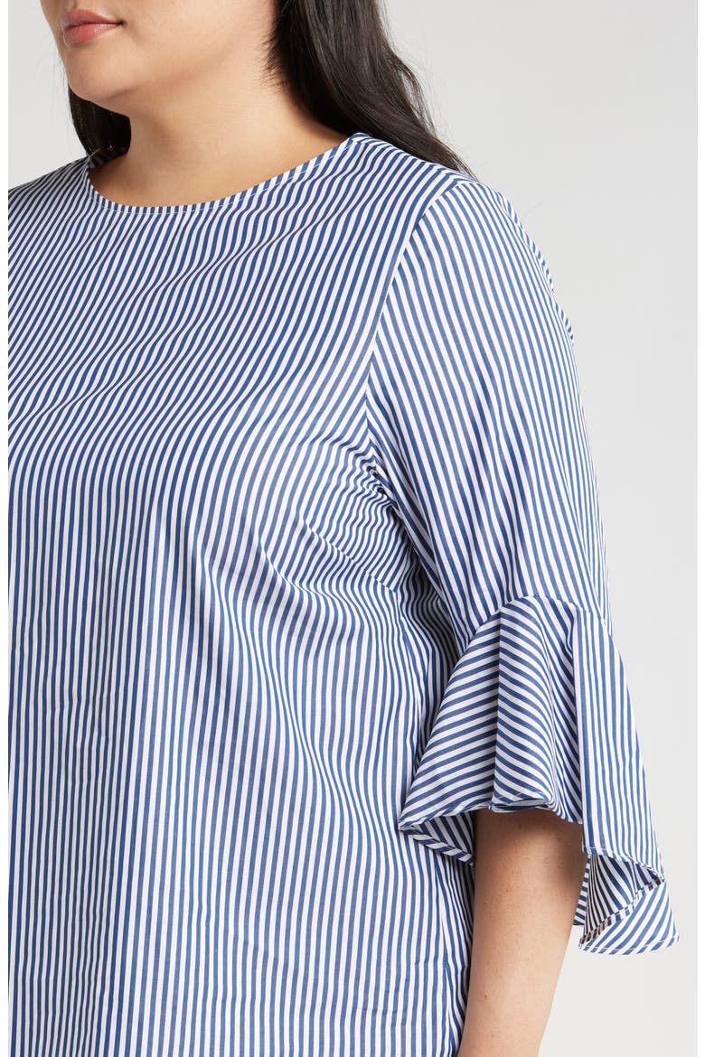 Malena Stripe Flutter Sleeve Cotton Top, Alternate, color, NAVY STRIPES