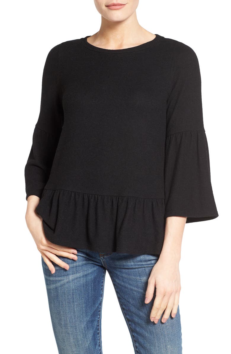 GIBSONLOOK Gibson Cozy Fleece Peplum Top, Main, color,