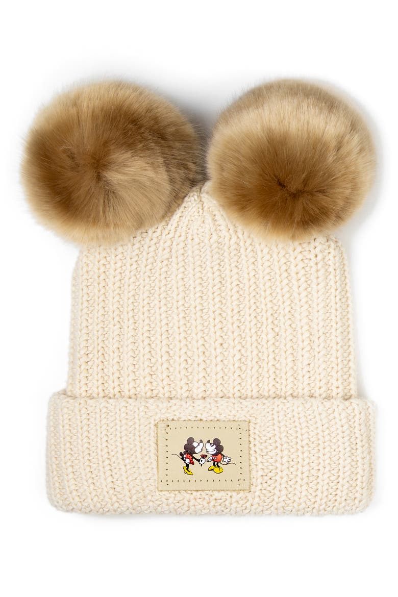 Disney x Love Your Melon Unisex Pompom Beanie (Nordstrom Exclusive), Main, color, CREAM