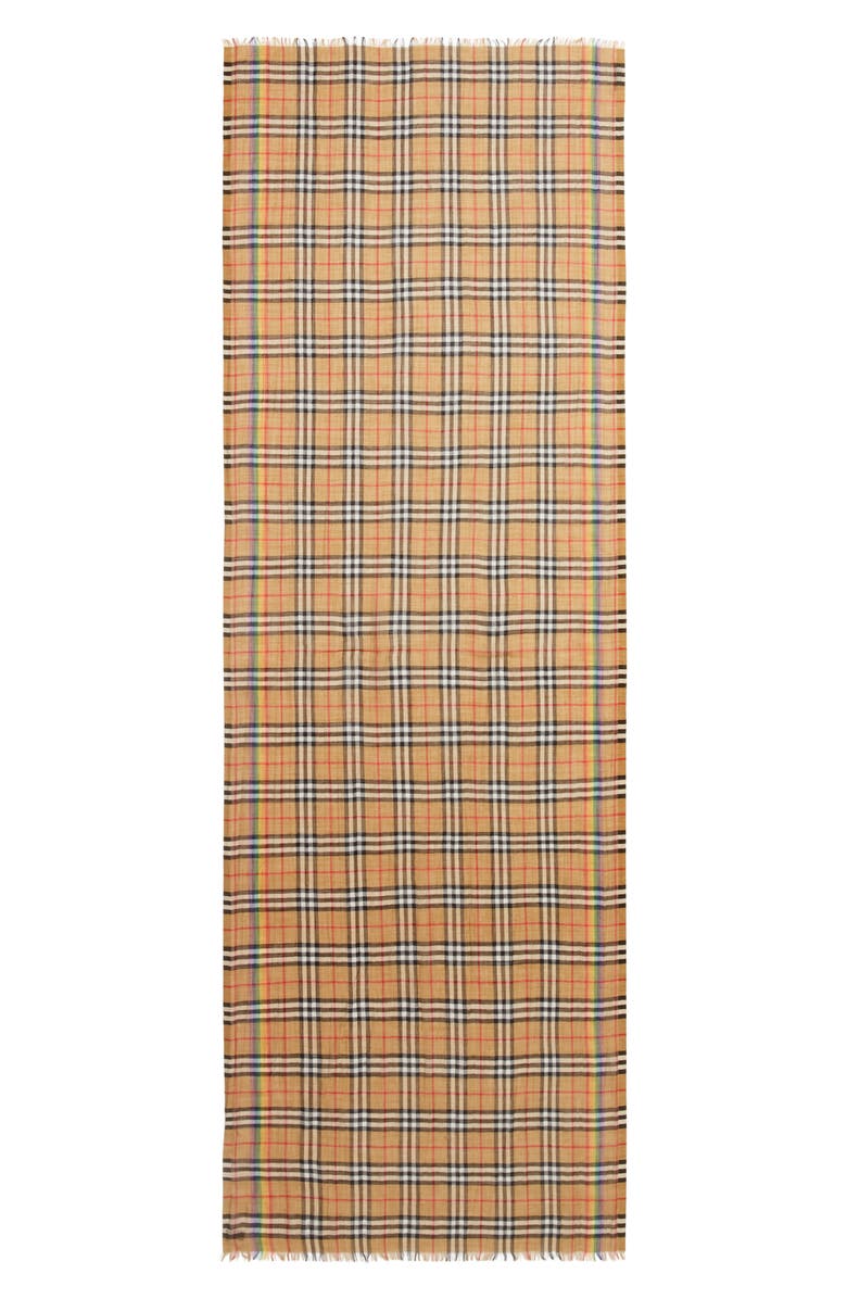 Burberry Rainbow Stripe Vintage Check Scarf, Main, color, 