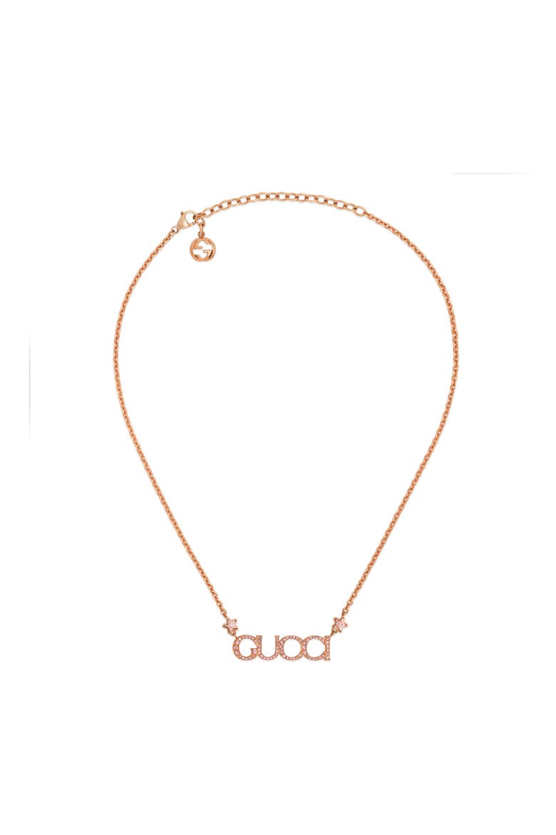 Crystal Script Necklace, Alternate, color, PINK