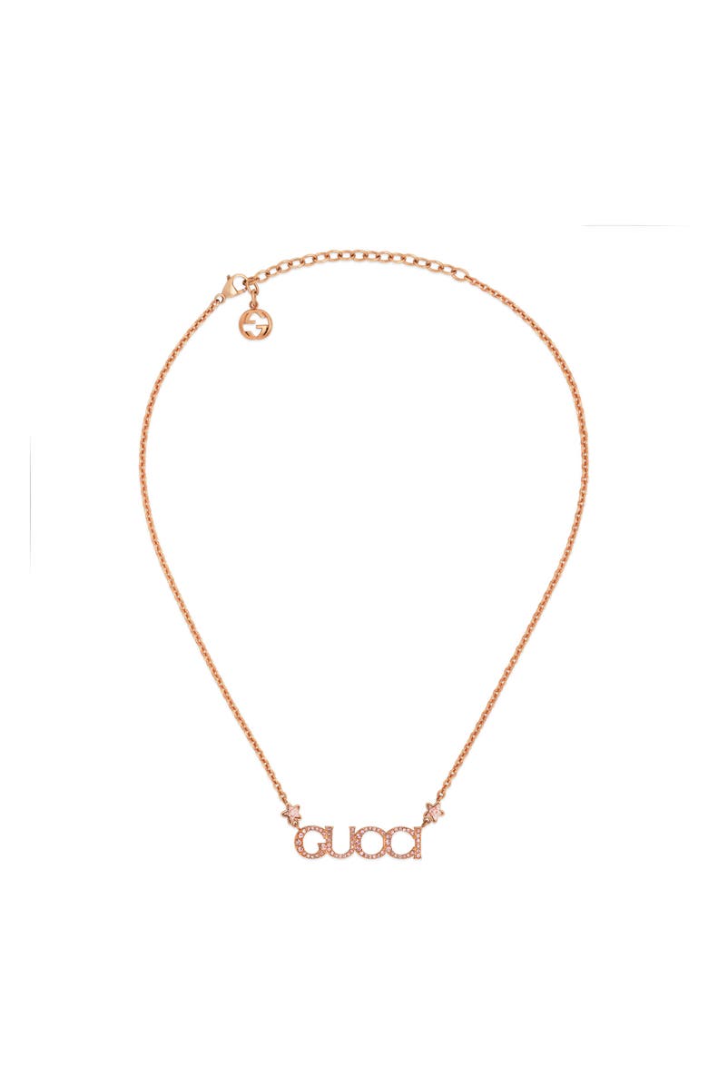 Gucci Crystal Script Necklace, Alternate, color,
