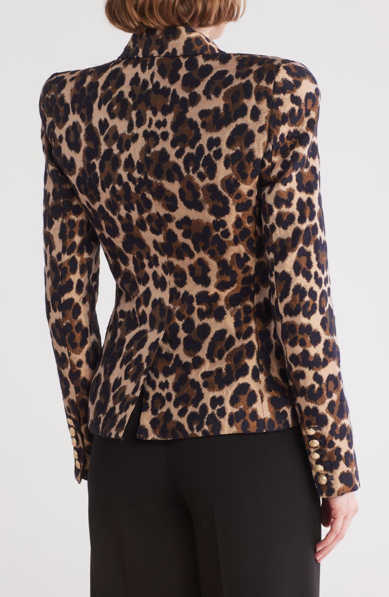 L'AGENCE Bethany Structured Blazer, Alternate, color, Cashew Multi Leopard Jacquard