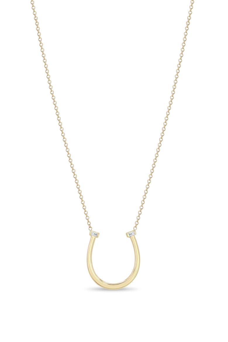 14K Yellow Gold Diamond Horseshoe Pendant Necklace, Main, color, 14K YELLOW GOLD