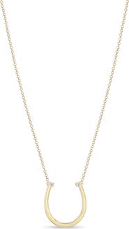 Zoë Chicco 14K Yellow Gold Diamond Horseshoe Pendant Necklace