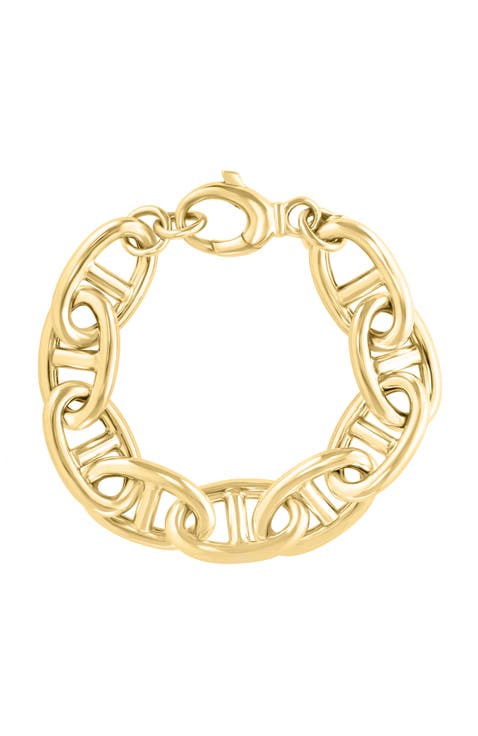 Sculpted Open Link Bracelet in Gold-Plated Sterling Silver