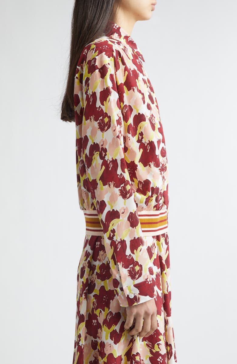 Marni Secret Bouquet Print Silk Crêpe de Chine Shirt Jacket, Alternate, color, Sbw01 Lili White