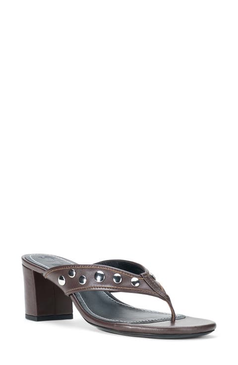 Nova Studded Thong Block Heel Sandal (Women)
