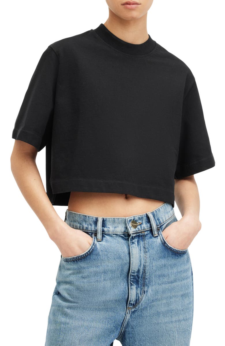 AllSaints Lottie Crop T-Shirt, Main, color, 
