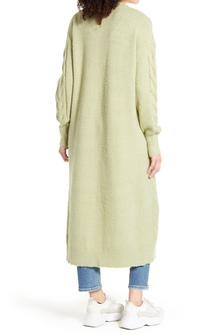 Cozy Cable Knit Longline Cardigan, Alternate, color, GREEN LOWLAND