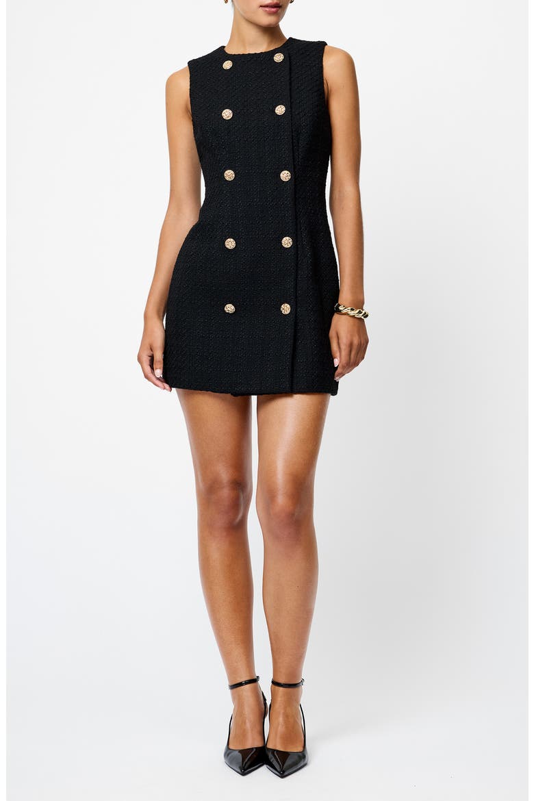 Structured Tweed Minidress, Main, color, BLACK