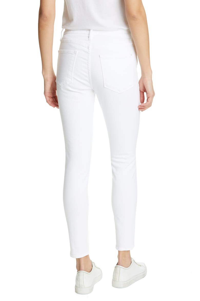 High Waist Ankle Skinny Jeans, Alternate, color, BLANC