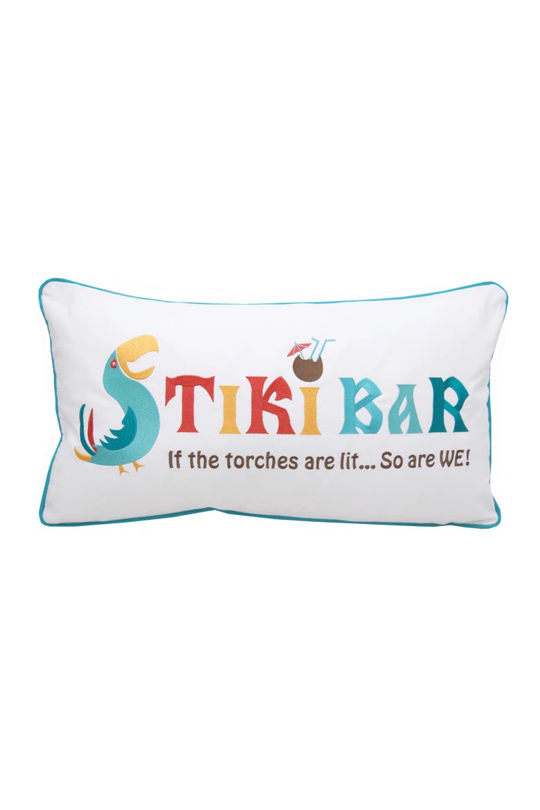 Tiki Bar Lumbar Indoor/Outdoor Throw Pillow, Main, color, Blue