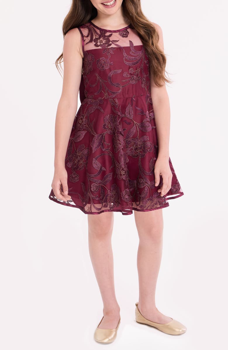 Iris & Ivy Kids' Bow Back Taffeta Party Dress, Alternate, color, Burgundy