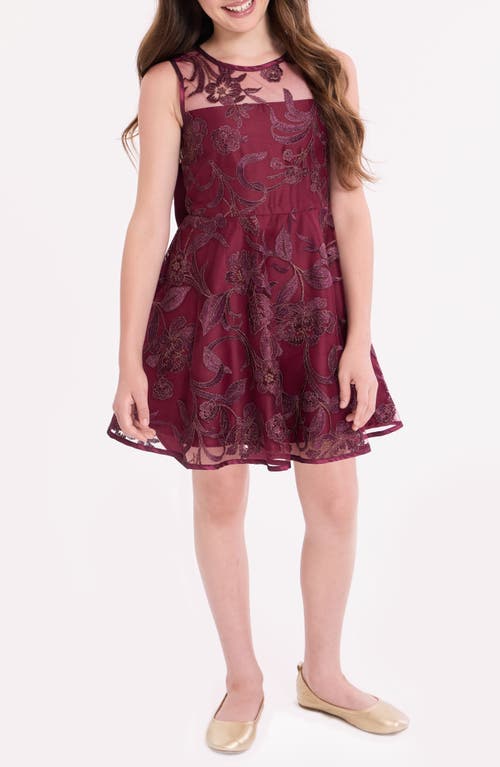 Iris & Ivy Kids' Bow Back Taffeta Party Dress In Burgundy