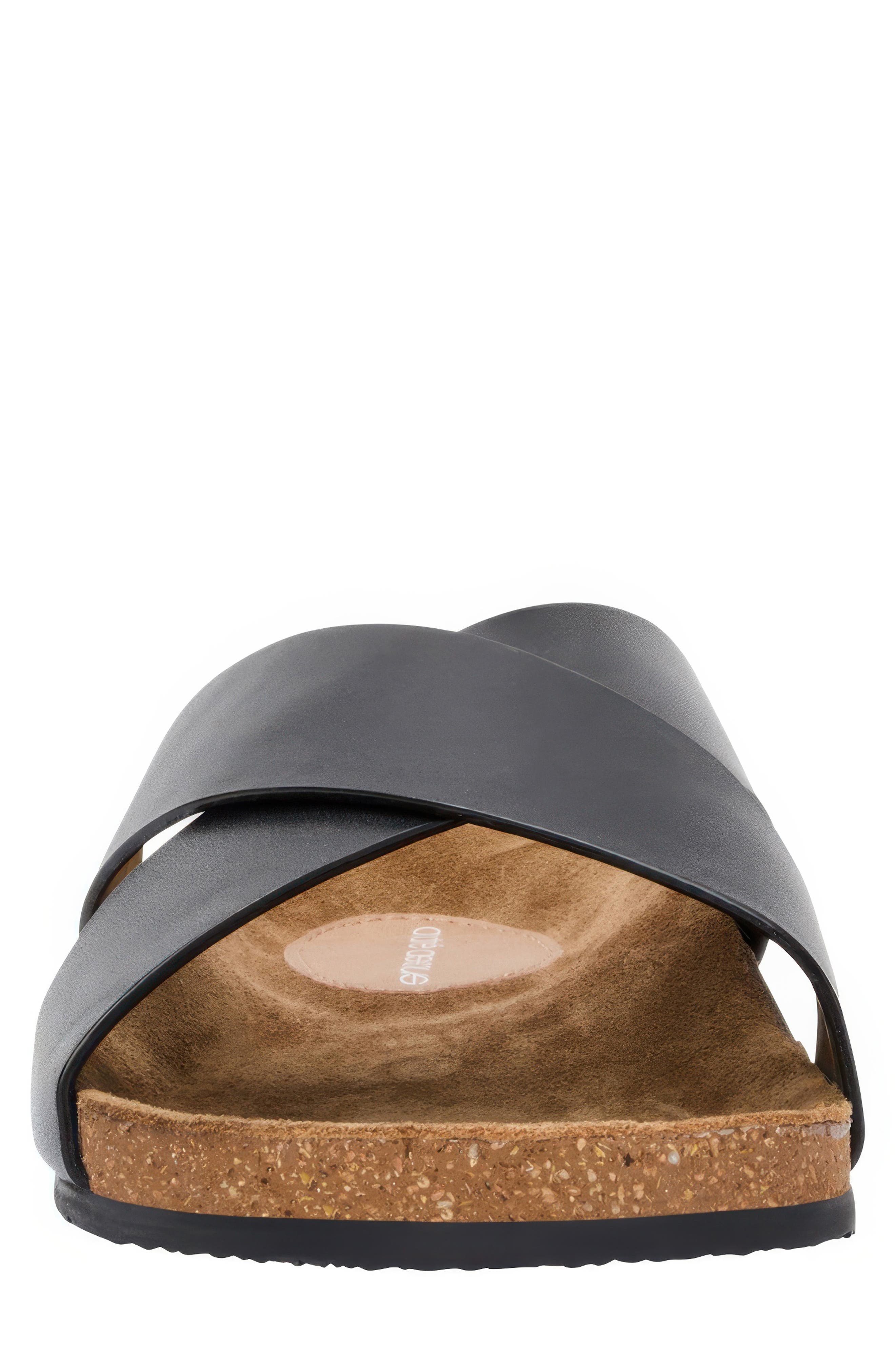 André Assous Max Slide Sandal, Alternate, color, Black Leather