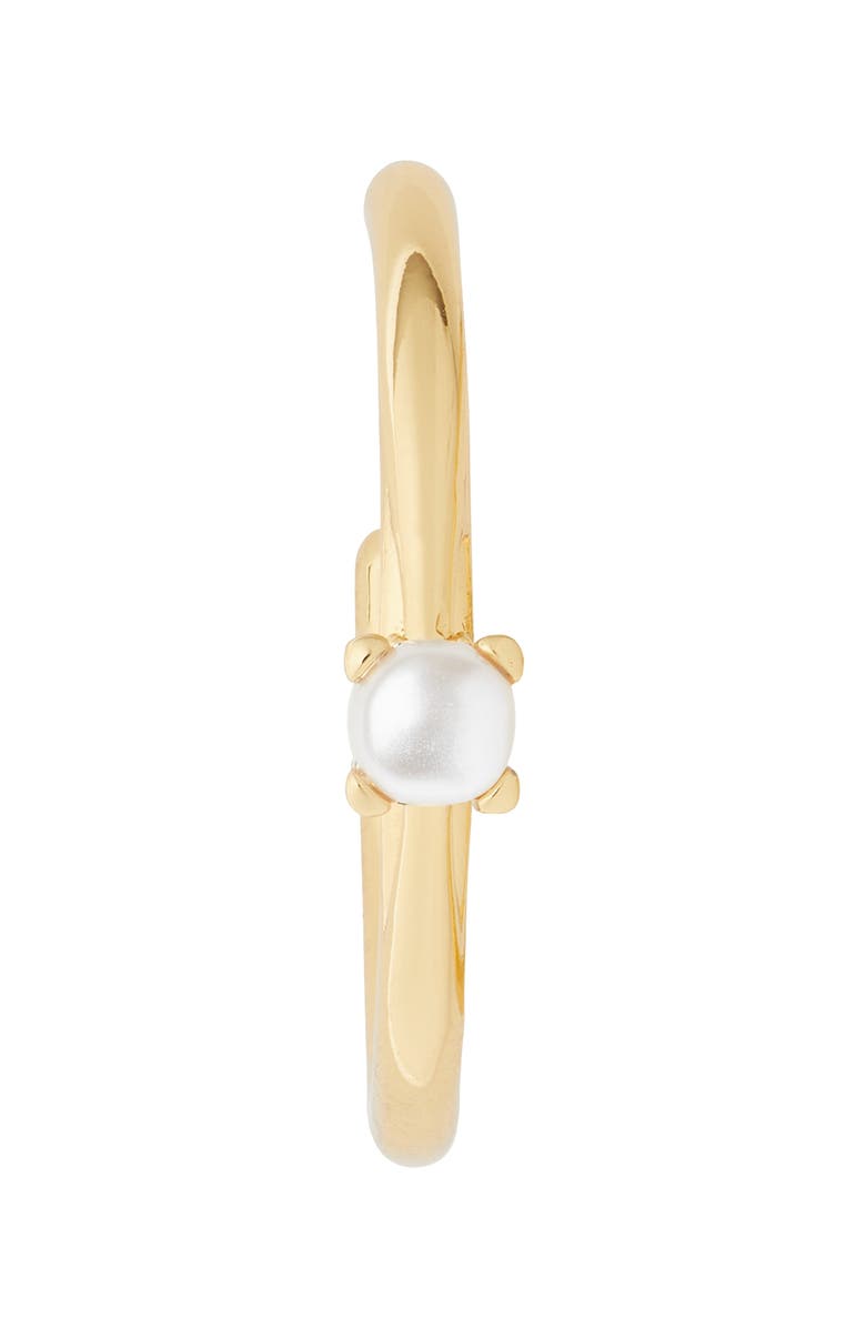 Kate Spade New York little luxuries imitation pearl hoop earrings, Alternate, color, Cream/ Gold