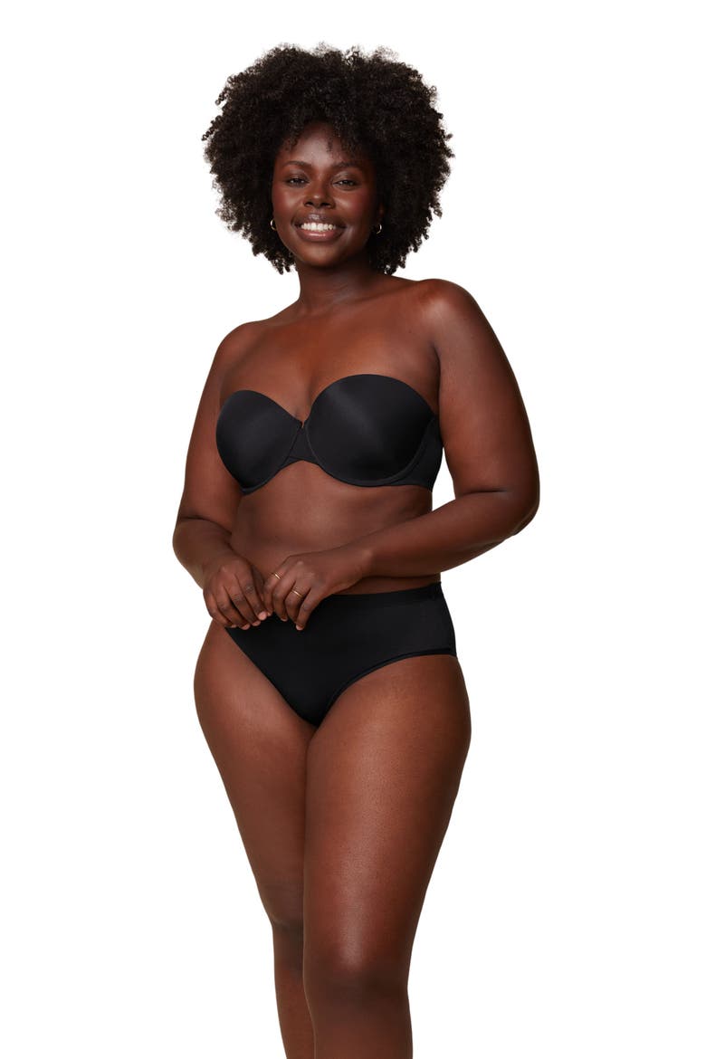 Base Strapless Bra, Alternate, color, Black