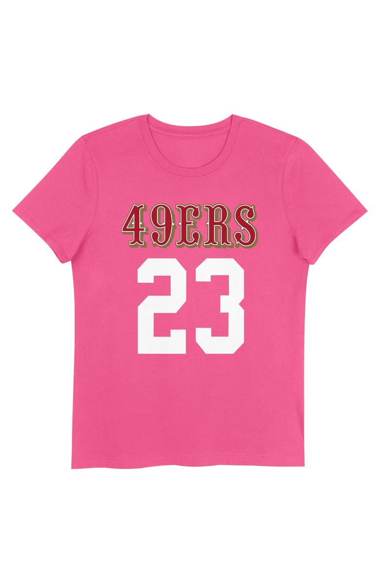 Nike Girls Youth Christian McCaffrey Pink San Francisco 49ers Player Name & Number T-Shirt, Alternate, color, Pink