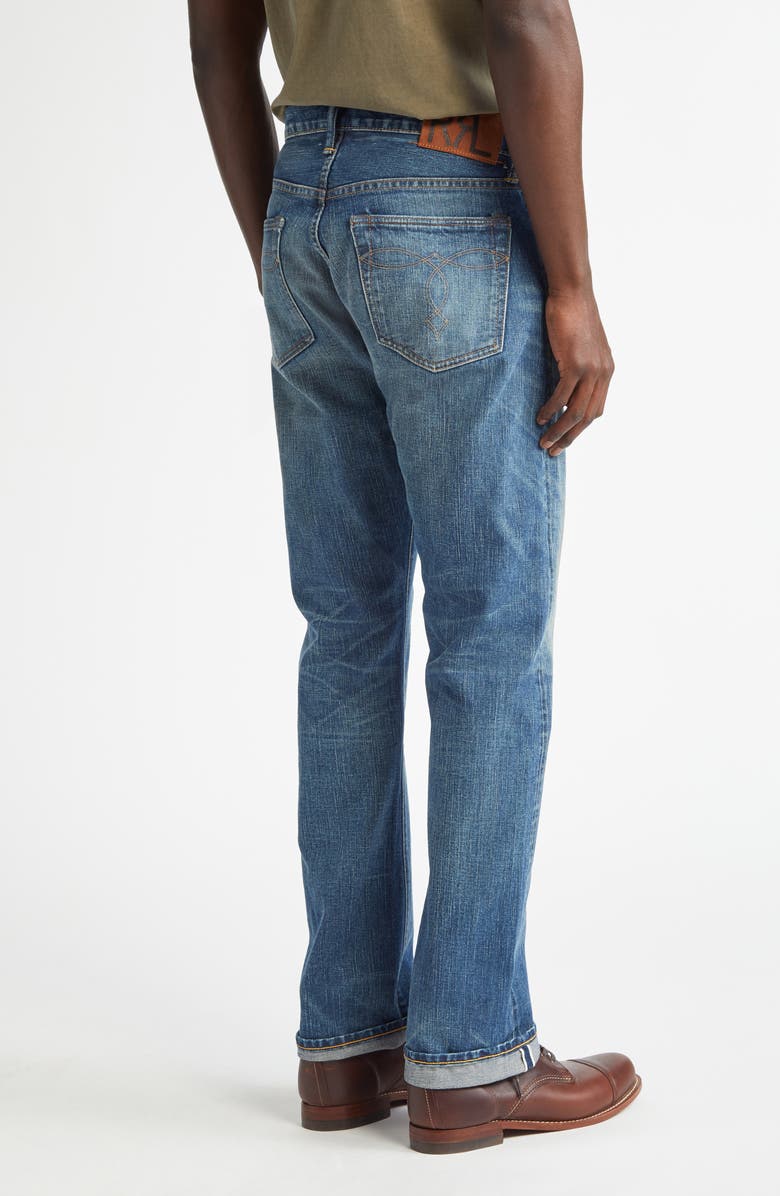 Double RL Slim Fit Rip & Repair Selvedge Bootcut Jeans, Alternate, color, 