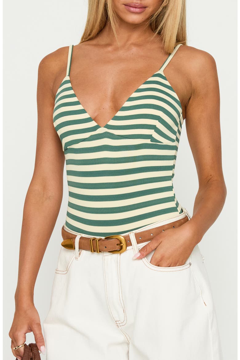 Like A Daydream Stripe Tank Bodysuit, Alternate, color, GREEN / CREAM