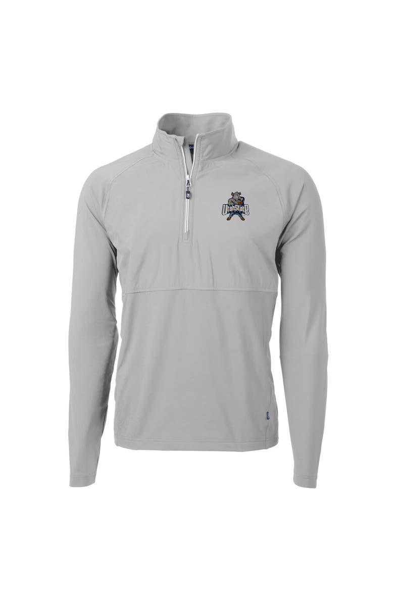 Cutter & Buck Men's Cutter & Buck Gray Utah State Aggies Adapt Eco Knit Hybrid Recycled Quarter-Zip Pullover Top, Alternate, color, 
