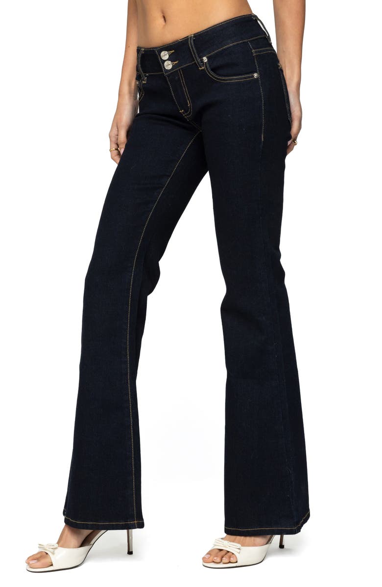 EDIKTED Tilda Low Rise Flare Jeans, Alternate, color, Indigo-Blue-Raw-Wash
