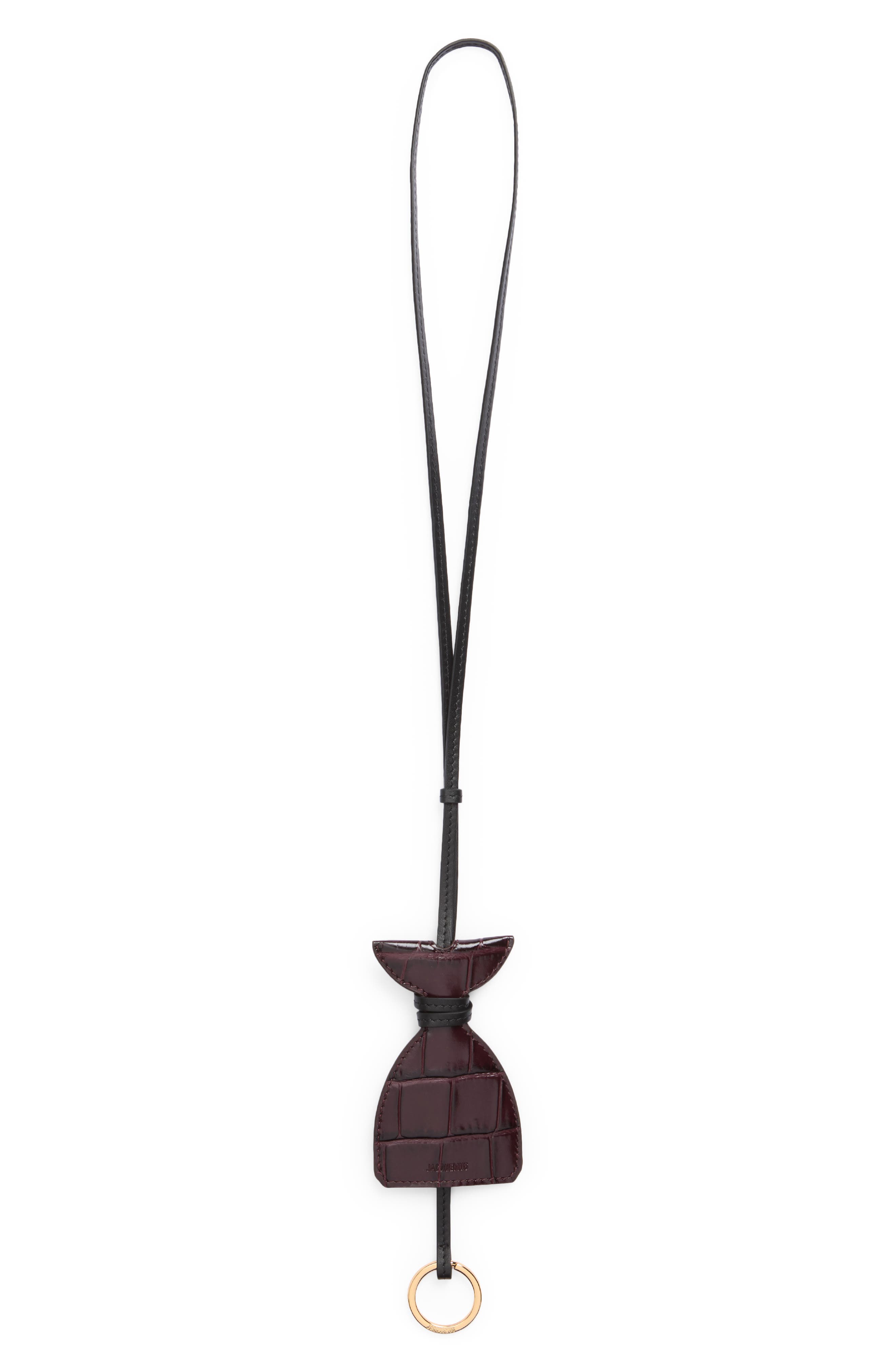 Le Cache Cles-Poisson Leather Bag Charm, Main, color, DARK BURGUNDY 495
