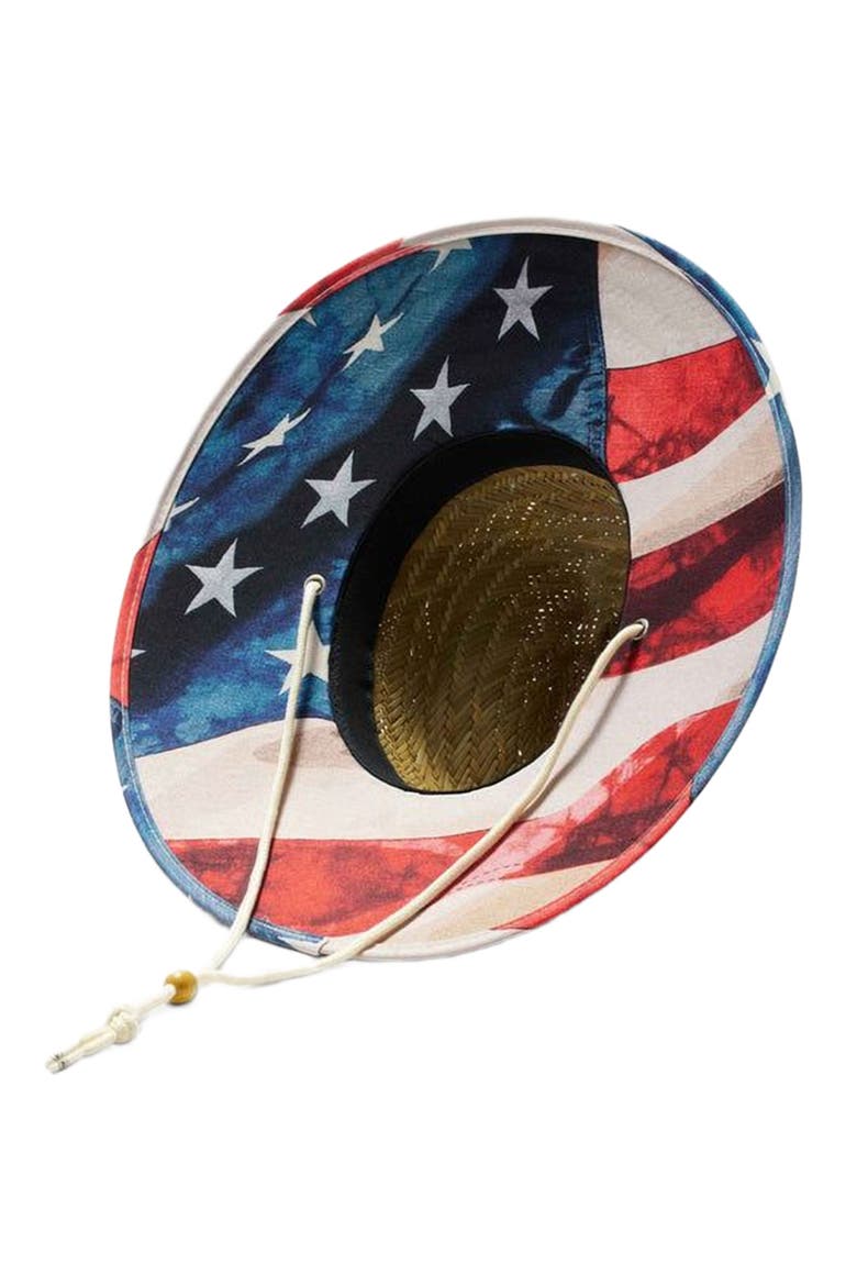 Brave Big Kids Straw Lifeguard Hat, Alternate, color, USA Flag