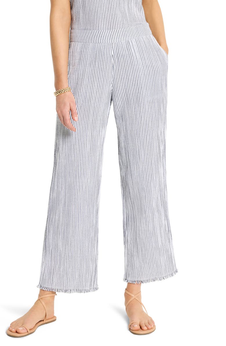 NIC+ZOE Pinstripe Cotton Blend Gauze Ankle Wide Leg Pants, Main, color, 