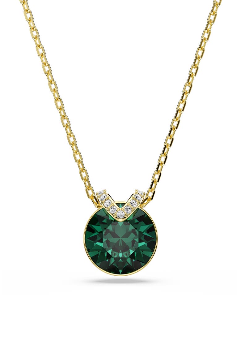 Bella Crystal Pendant Necklace, Main, color, GREEN/ GOLD