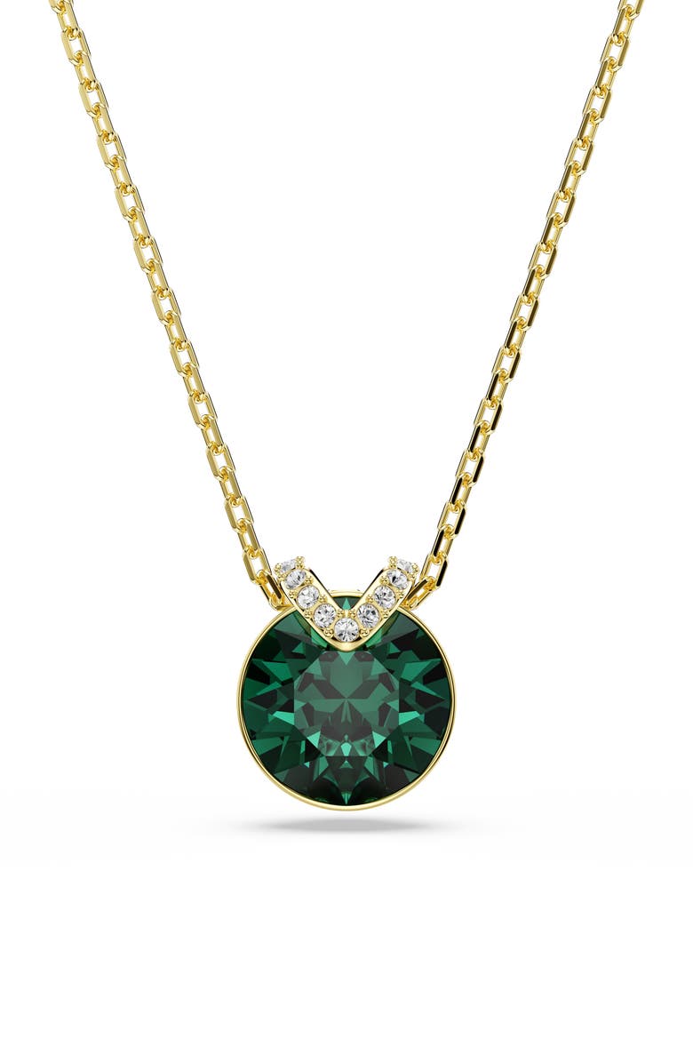 Swarovski Bella Crystal Pendant Necklace, Main, color, Green/ Gold