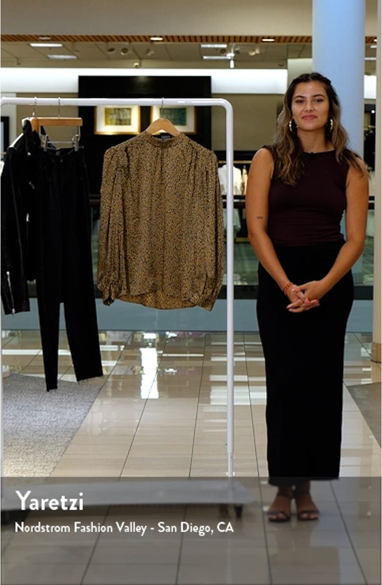 Abstract Print Balloon Sleeve Silk Top, sales video thumbnail