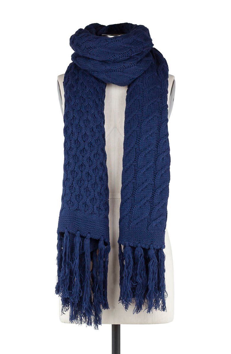 Patricia Nash Oversize Cable Knit Scarf, Alternate, color, Navy