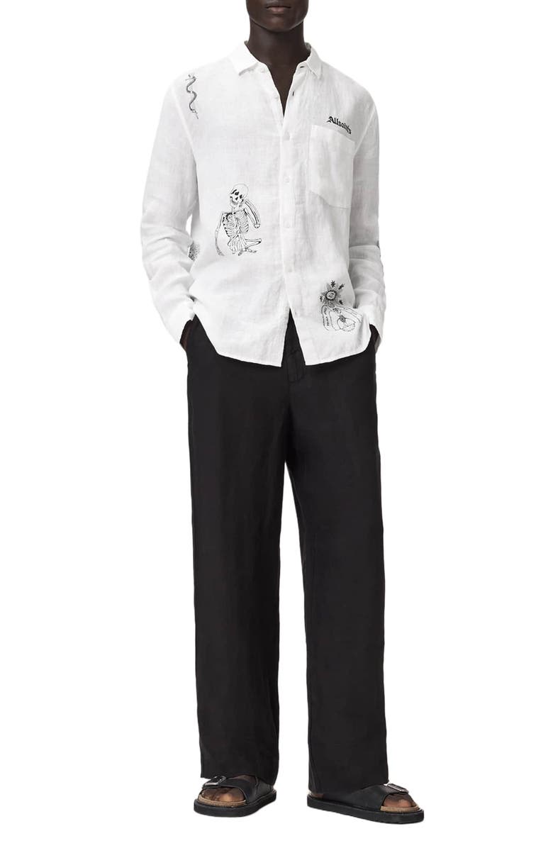 AllSaints Terror Button-Up Shirt, Alternate, color, White