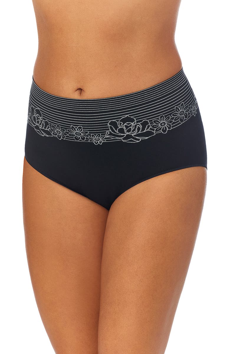 Ellen Tracy 3-Pack Floral Stripe Assorted High Leg Seamless Briefs, Alternate, color, Black/ White/ Sand