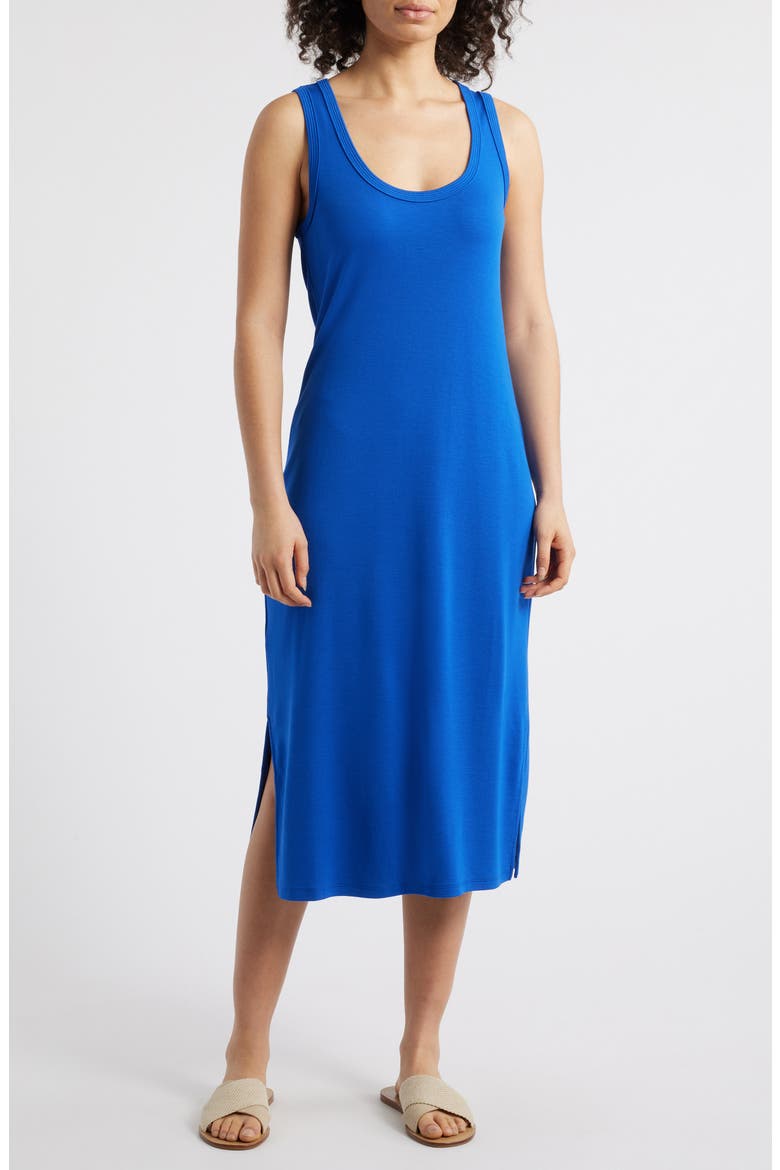Drapey Ponte Midi Dress, Main, color, MAZARINE BLUE