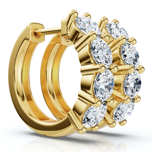 Bliss Diamond 2ct Diamond Hoops Small 14k Or Gold Lab Grown 5/8" Tall In 14k Yellow Gold