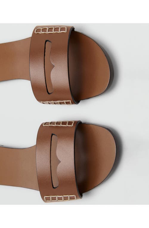 Mango Leather Sticth Detail Cut Out Sandals In Brown