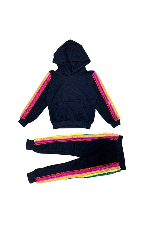 Sequin Rainbow Hoodie Track Set
