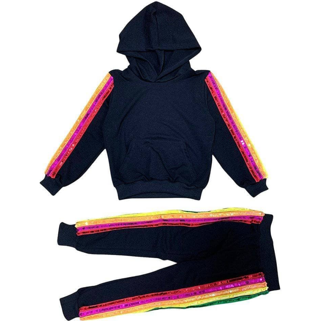 LOLA + THE BOYS LOLA + THE BOYS SEQUIN RAINBOW HOODIE TRACK SET