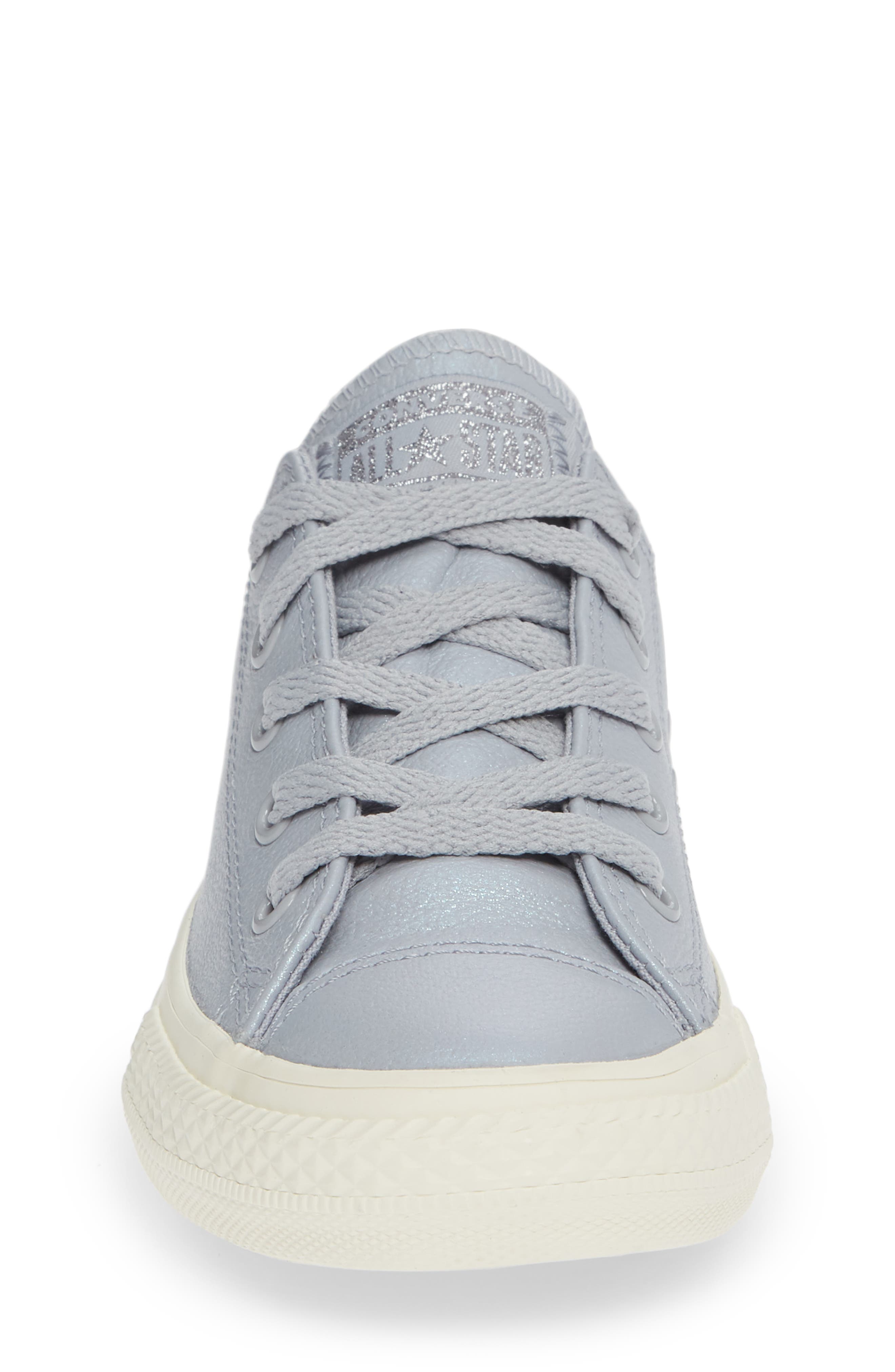 Chuck Taylor® All Star® Metallic Faux Leather Ox Sneaker, Alternate, color, WOLF GREY
