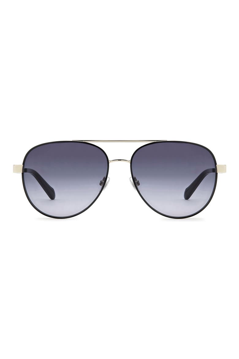 58mm Gradient Pilot Sunglasses, Main, color, LIGHT GOLD/ DARK GREY