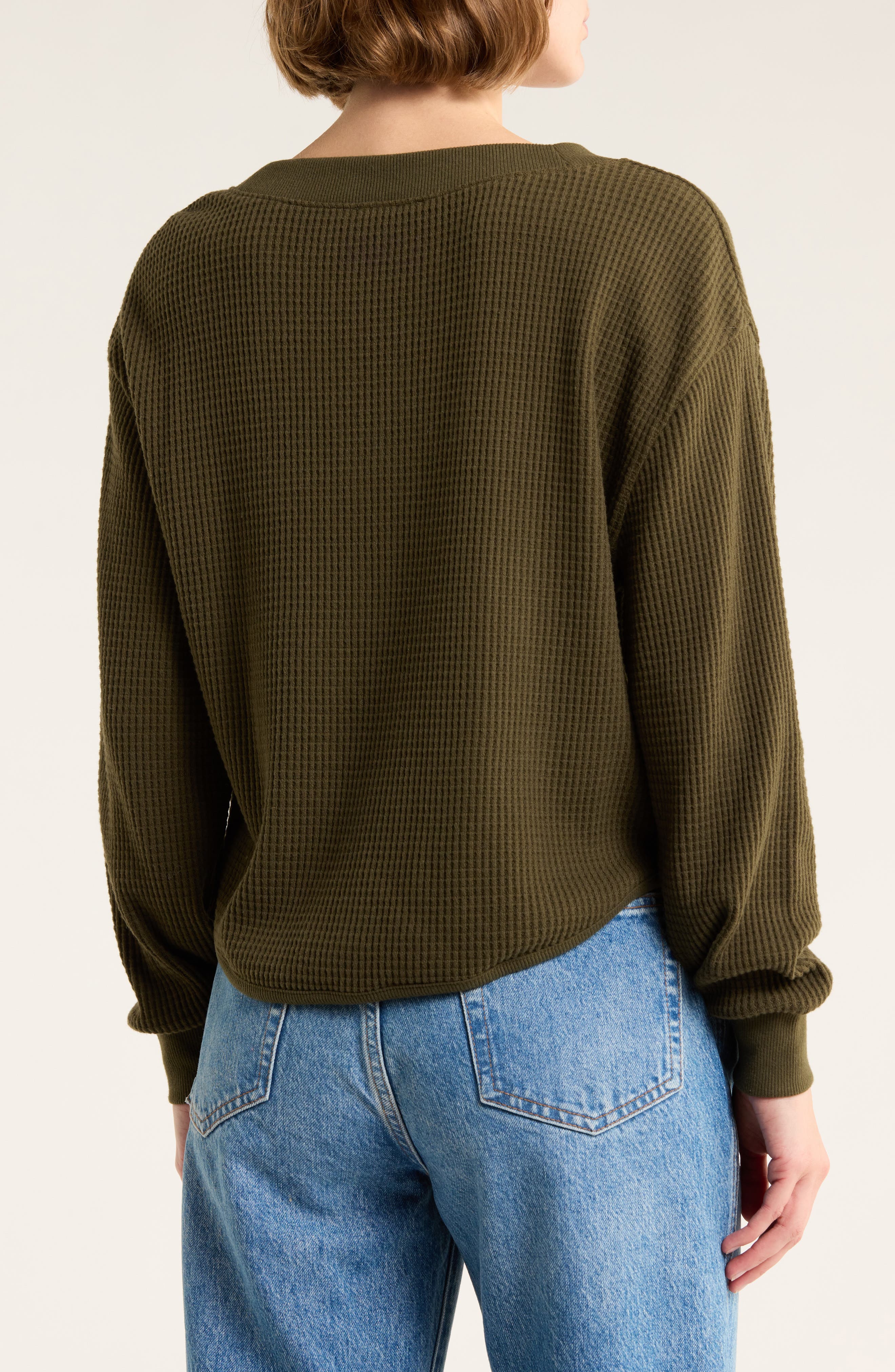 Brushed Waffle V-Neck T-Shirt - image 4