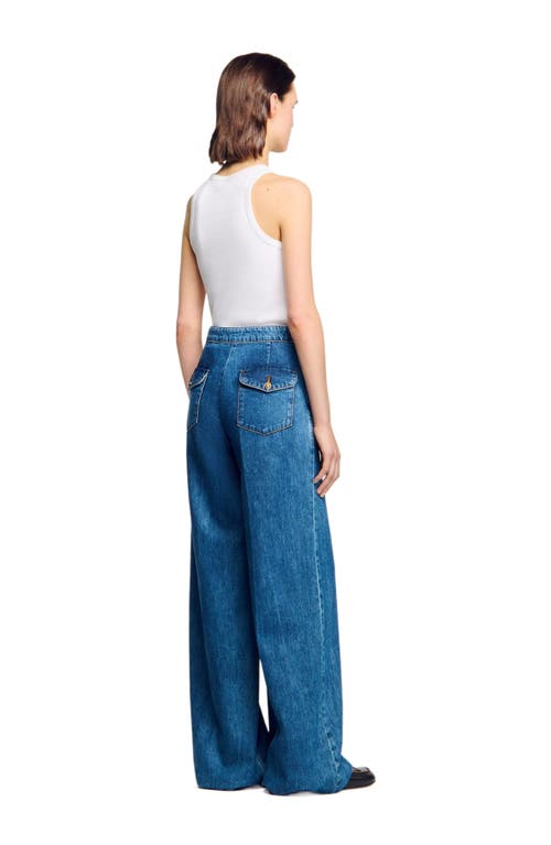 Sandro Mid-rise Wide Leg Jeans In Blue