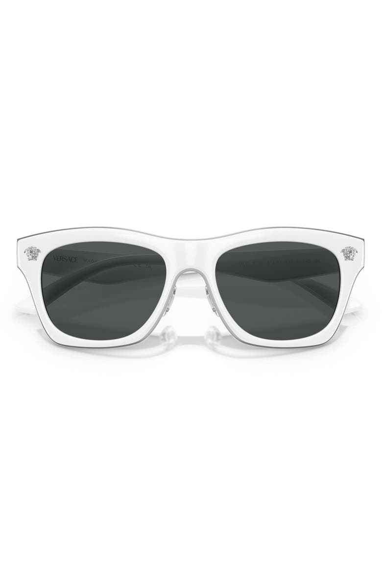 Versace 53mm Rectangular Sunglasses, Alternate, color, White
