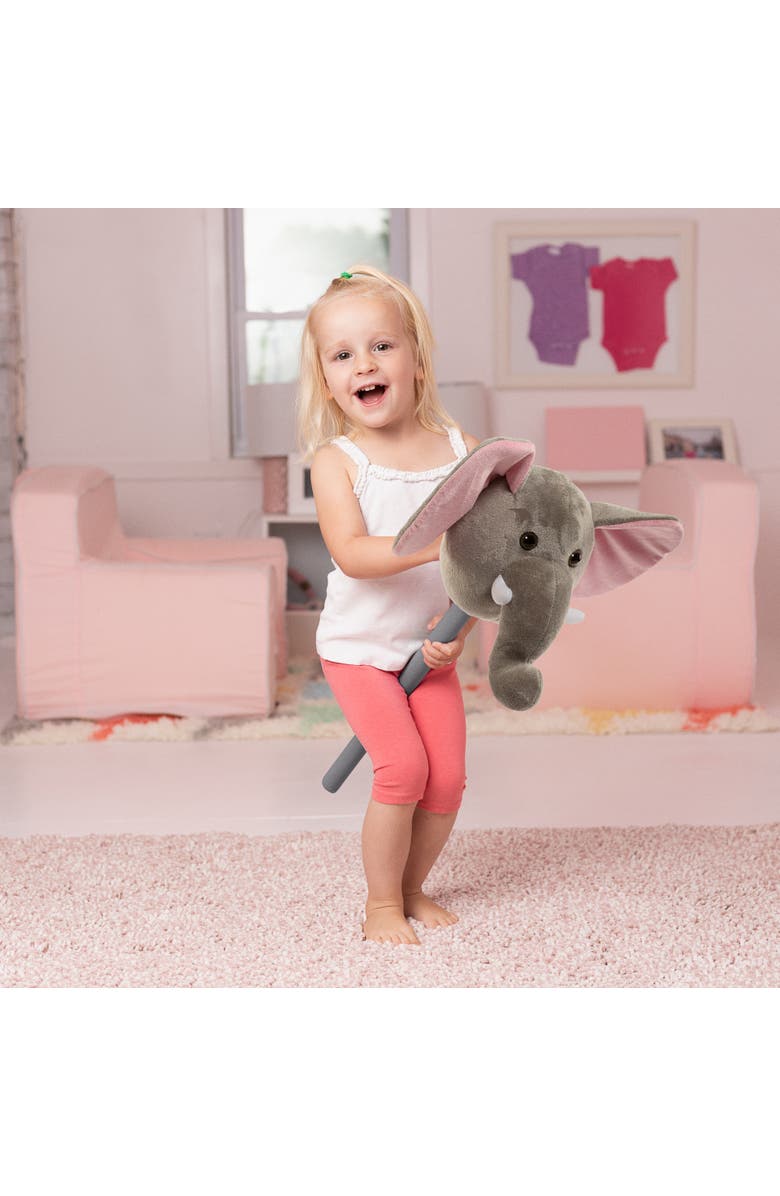 Ponyland Plush Action Elephant Stick with Music, Alternate, color, Gray