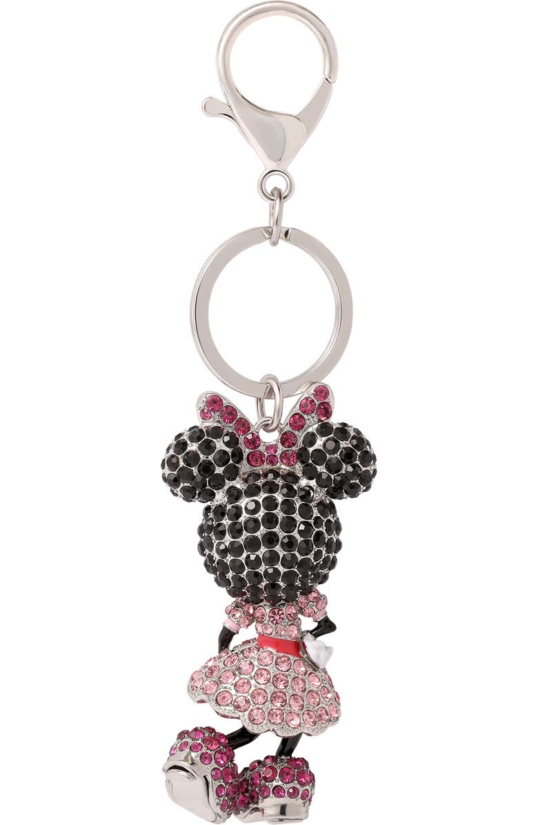 Disney Minnie Mouse Crystal Keychain, Pink Bow & Dress, Silver‑Tone, Alternate, color, Multi