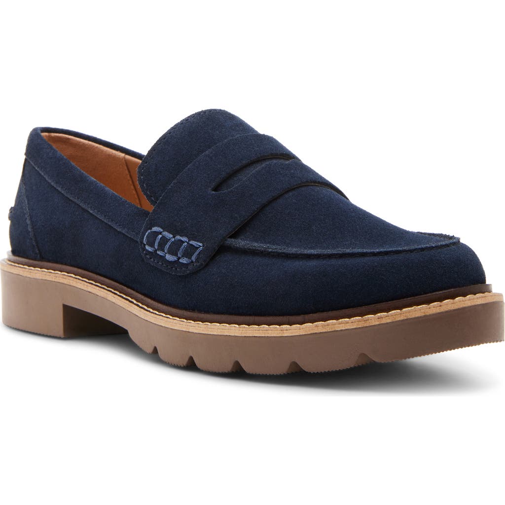 Blondo Waterproof Penny Loafer In Navy Suede